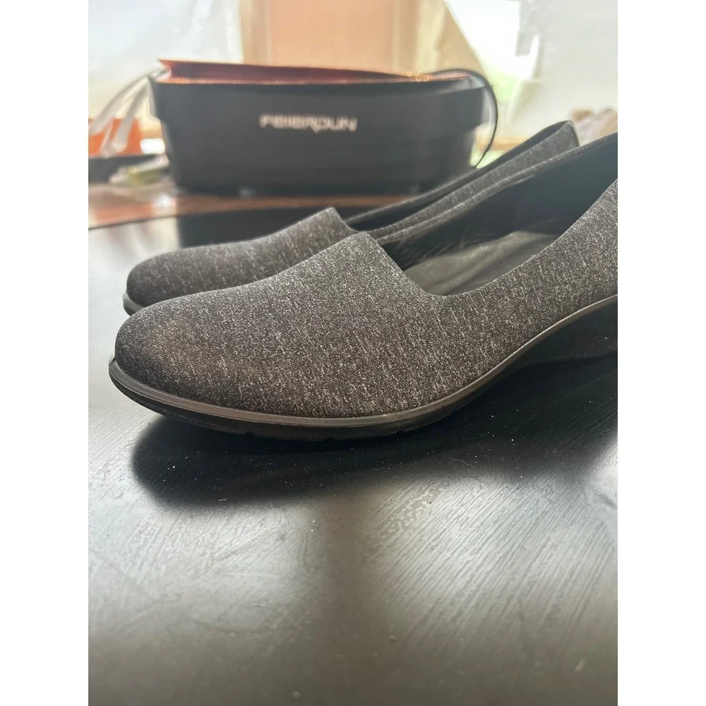 ECCO Soft 7 Wedge Pump Women 38 Charcoal Gray Excellent Slip On Low Heel